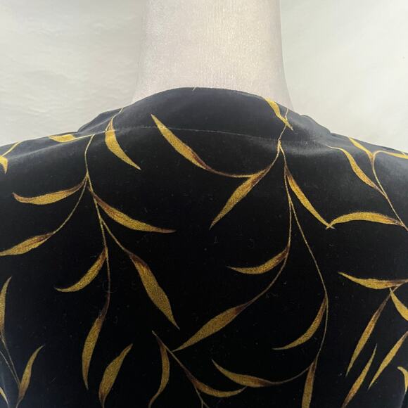 Vtg Casual Corner Annex 90s Velvet Crop Jacket Sz 6 Whimsigoth Gold Leaf Retro - Picture 8 of 12